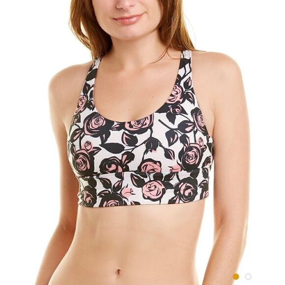 NWT WILDFOX Sweat Chris Abstract Roses Strappy Sports Bra Top - Picture 1 of 7